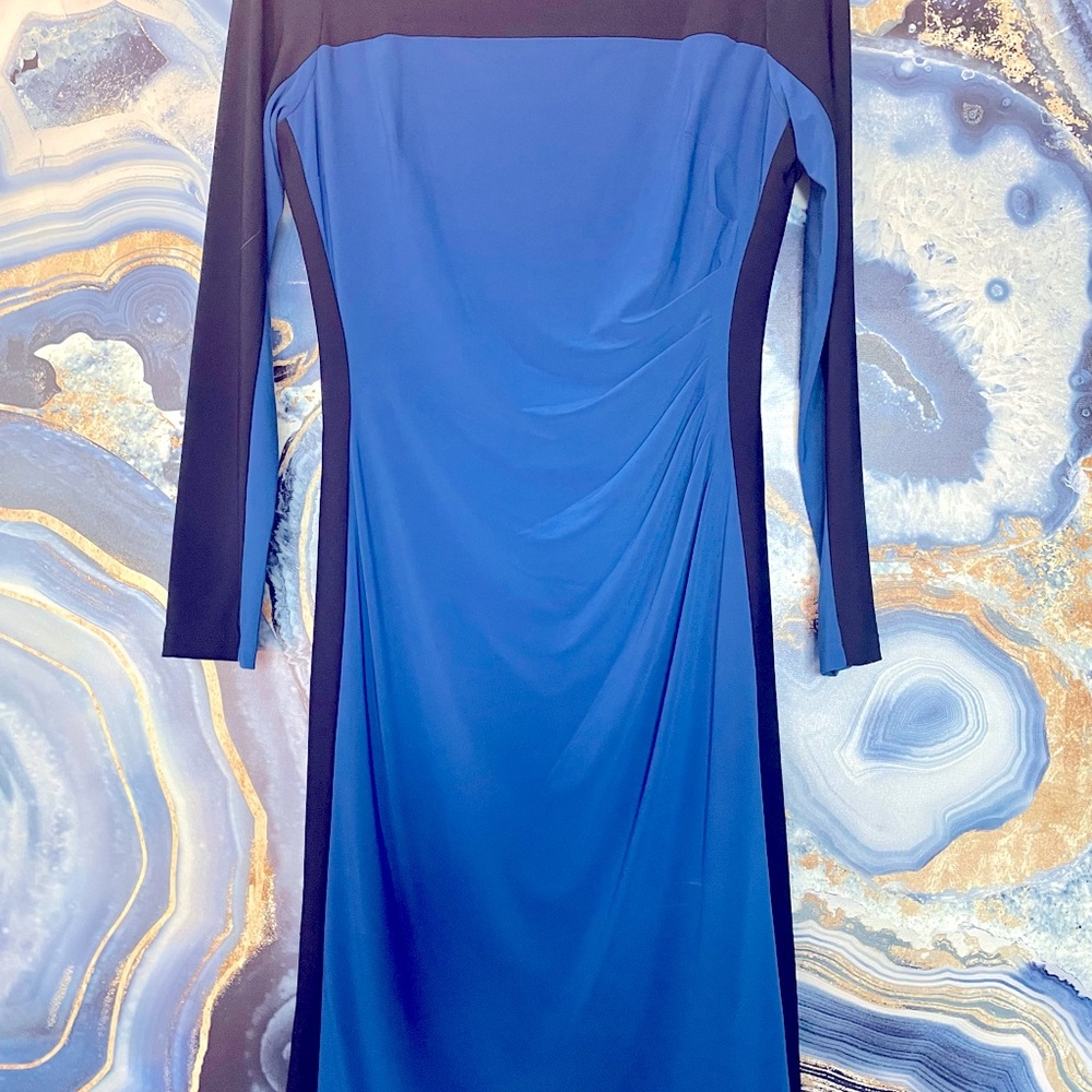 LAUREN Ralph Lauren Long Sleeve Draped Dress Color Block